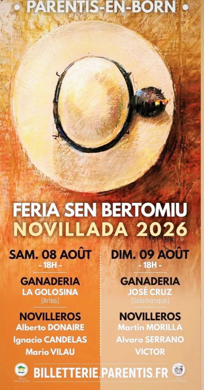 Parentis en Born : les Cartels de la F�ria et l'Affiche officielle ont �t� d�voil�s. Interview du maire Marie-Fran�oise Nadau et du novillero Victor.