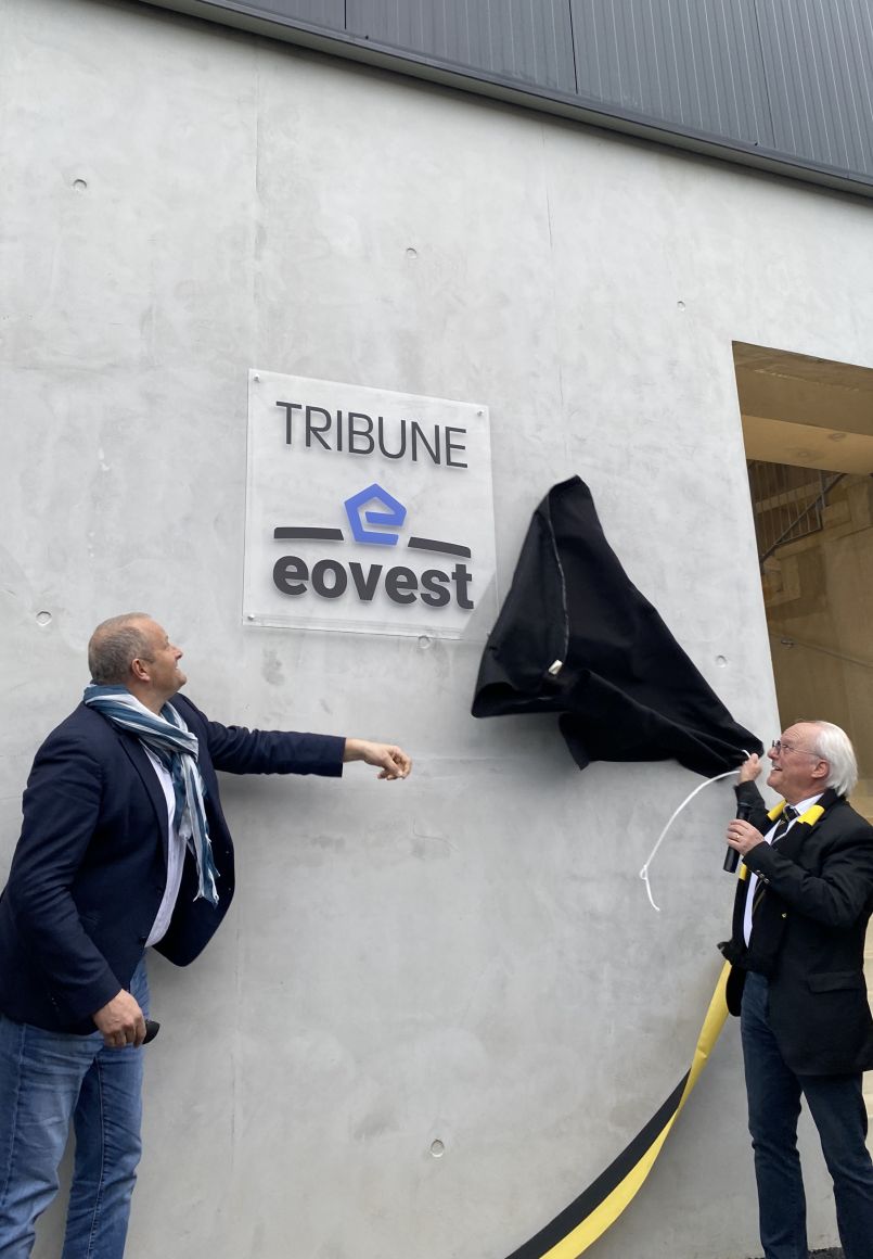 Inauguration de la nouvelle Tribune Nord du Stade Boniface à Mont-de-Marsan. Une nouvelle structure nécessaire pour le Président du Stade Montois Rugby, Jean-Robert Cazeaux. 