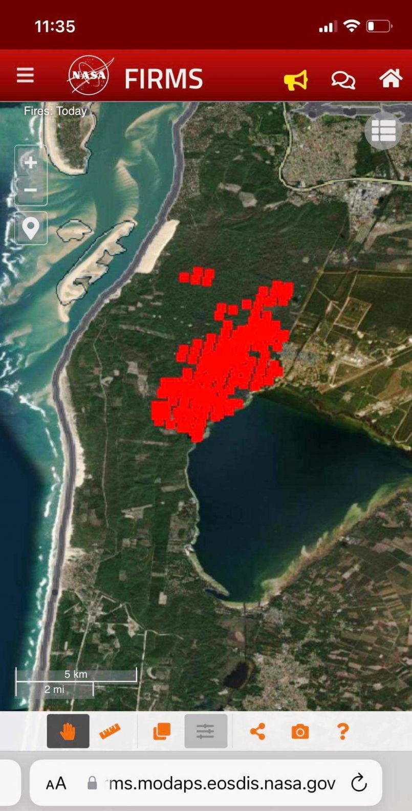 La Teste de Buch : 3150 hectares pour l'instant de forêt sinistrée et 4000 personnes évacuées à Cazaux. Point de situation.